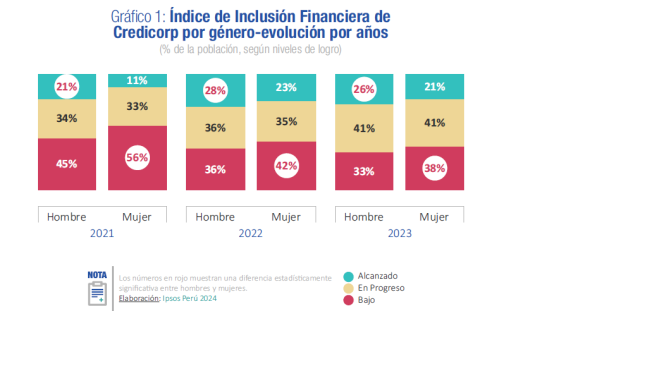 Los países que presentan la mayor proporción de mujeres en el nivel alcanzado de inclusión financiera son Argentina (38 por ciento), Panamá (33 por ciento), Chile (31 por ciento) y Ecuador (27 por ciento).