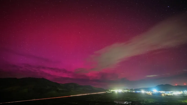 Aurora boreal vista desde las Islas Azores, en Portugal.