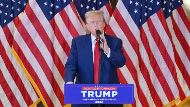 El expresidente de Estados Unidos Donald Trump, en una rueda de prensa tras ser declarado culpable en Nueva York.