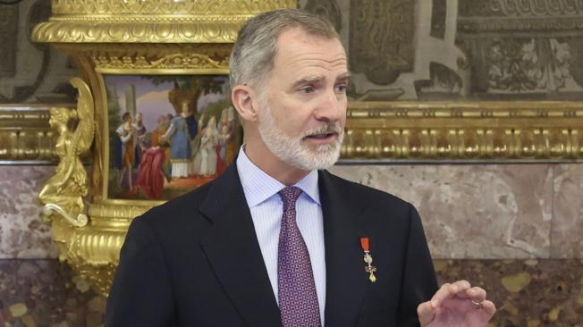 Felipe VI pronuncia un discurso durante el almuerzo en el Palacio Real de Madrid.