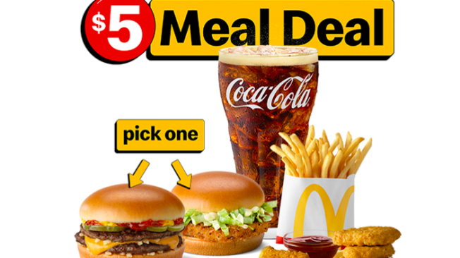 Una comida completa por 5 dólares.