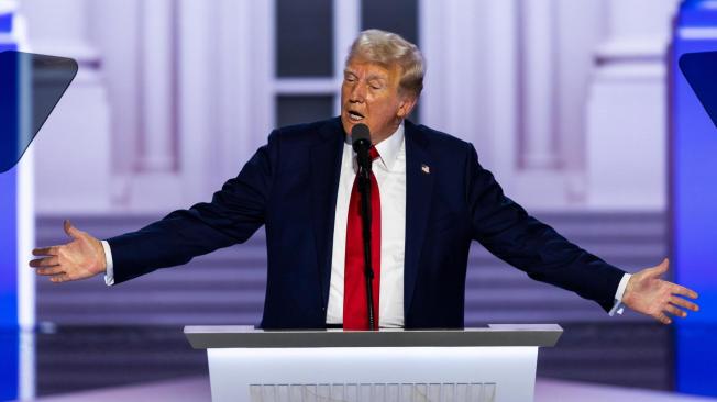 Expresidente Donald Trump en la convención republicana en Milwaukee.