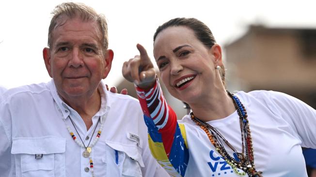 El candidato presidencial Edmundo González y la líder opositora María Corina Machado.