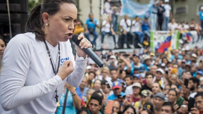 María Corina Machado en una concentración en Aragua.
