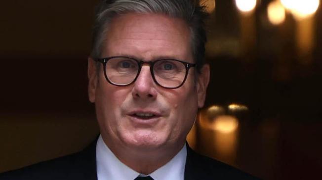 British Prime Minister Sir Keir Starmer departs his official residenc