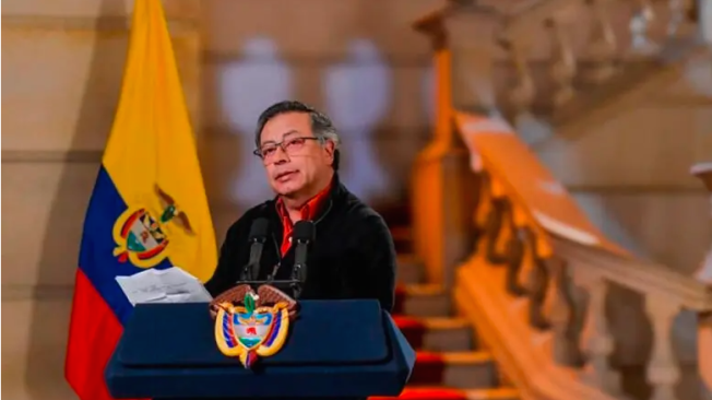 El presidente Petro en la alocución cuando habló sobre el caso Pegasus.