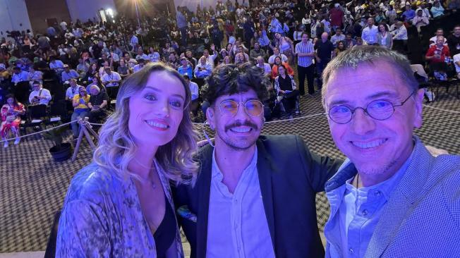Juan Carlos Monedero durante el encuentro de medios alternativos.
