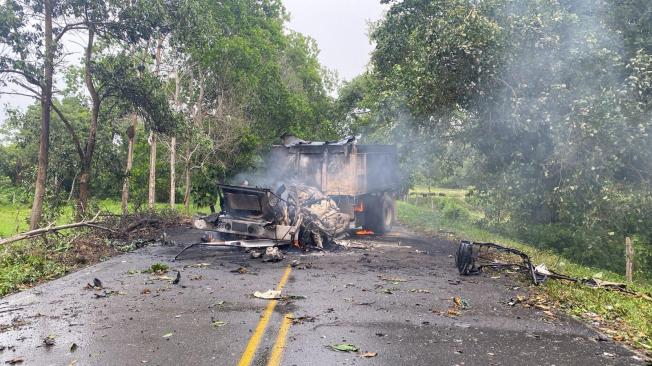 La unidad militar fue atacada con lanzamiento de cilindros desde una volqueta.