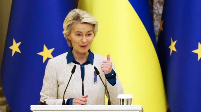 Ursula von der Leyen, presidenta de la Comisión Europea, en su visita a Kiev.