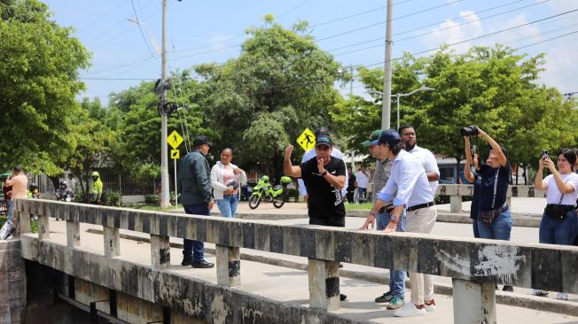 El malecón del sur, que se construye sobre el arroyo de Rebolo, fue otro de los sitios que visitaron los mandatarios.