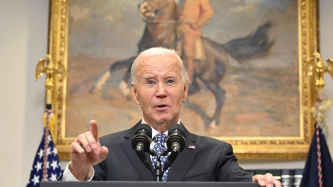 US President Joe Biden speaks on Hurricane Helene response in the Roosevelt Room of the White House in Washington, DC, on September 30, 2024. (Photo by Mandel NGAN / AFP)