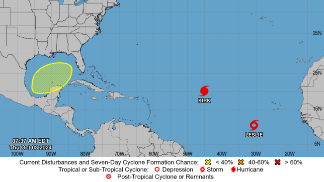La ubicación de Kirk y Leslie, los dos fenómenos climáticos que preocupan a EE. UU.
