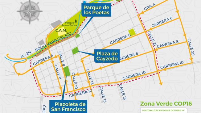 Mapa de rutas alternas en Cali.