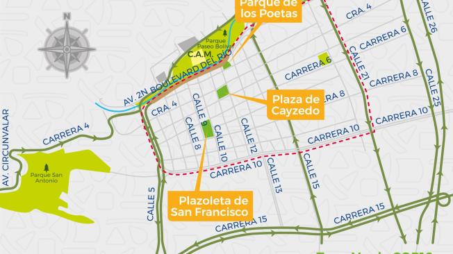 Mapa de alternativas viales.