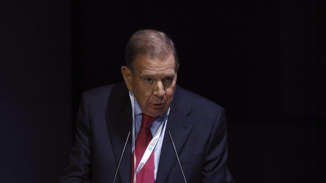 El opositor venezolano Edmundo González durante su intervención en las jornadas "World in Progress Barcelona", un foro de debate impulsado por el Grupo PRISA.