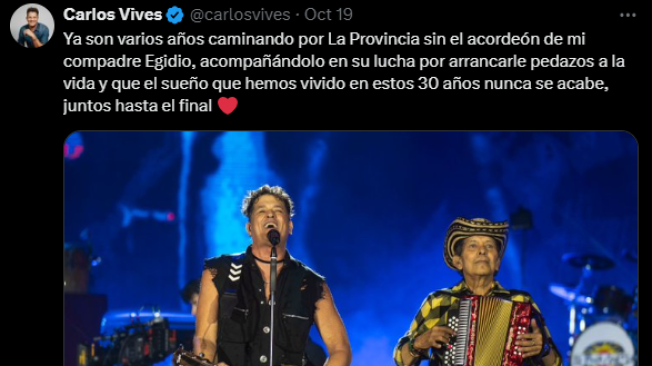 Carlos Vives junto a Egidio Cuadrado