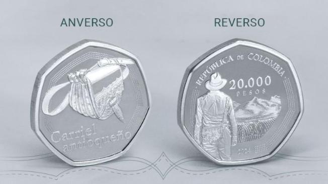 Nueva moneda conmemorativa de $ 20.000 con el carriel antioqueño.