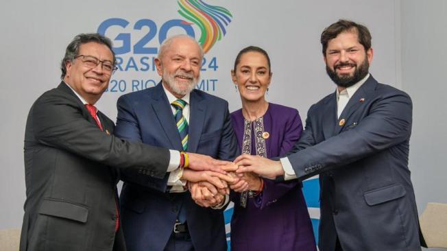 El presidente Petro, Lula de Brasil, Sheinbaum, de México y Boric, de Chile.