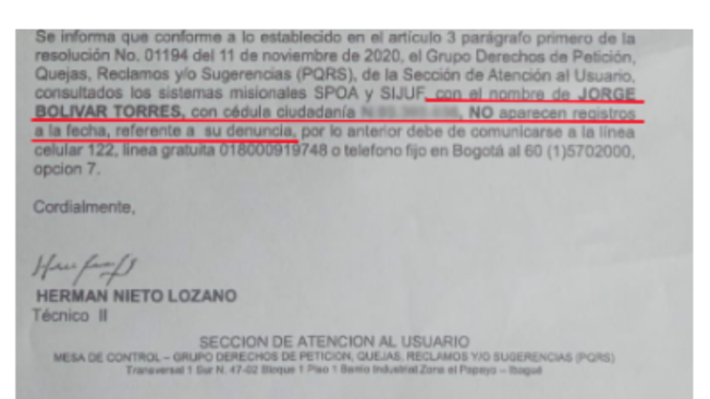 Respuesta de la Fiscalía