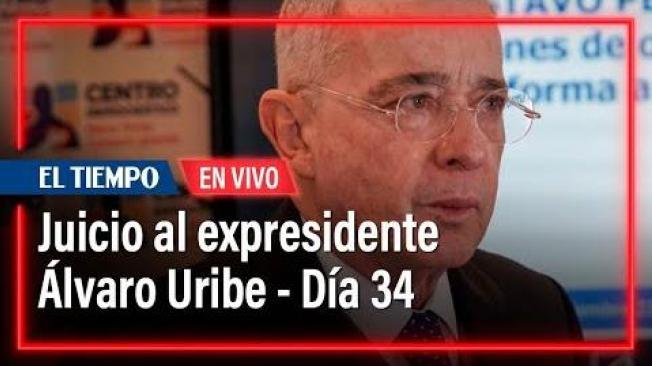 El expresidente Álvaro Uribe Vélez continúa su testimonio en el juicio que enfrenta por los presuntos delitos de soborno, fraude procesal y soborno en actuación penal, en una audiencia que se lleva a cabo ente el Juzgado 44 Penal del Circuito de Bogotá.