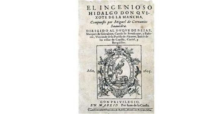 Facsímil de la portada de la primera edición del 'Quijote', fechada en 1604.