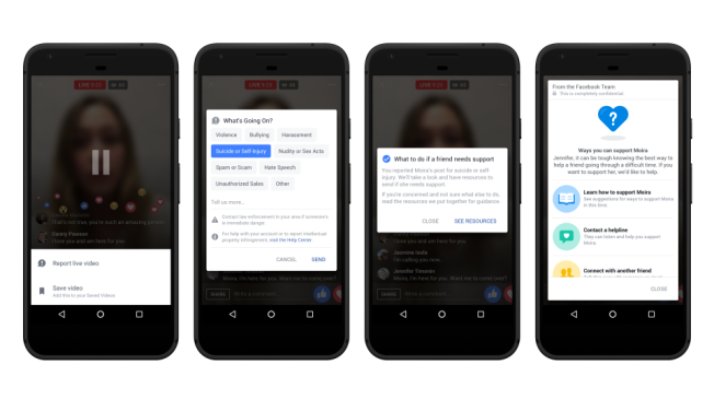 Facebook permitirá reportar el contenido de un Live y luego le dará una serie de opciones sobre las medidas que puede tomar.