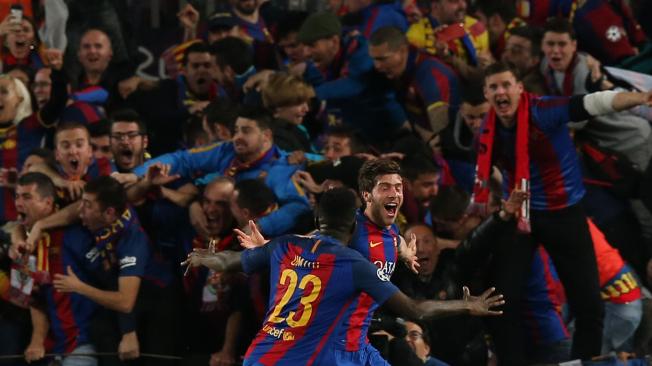 El festejo de Barcelona, por la victoria.