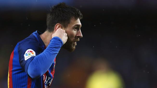 Lionel Messi celebra su gol frente a Sevilla.