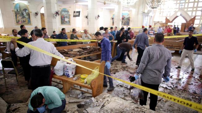 Así quedó la iglesia Mar Girgis de Tanta, por el atentado cometido por el grupo Estado Islámico.