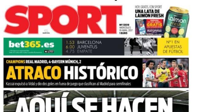 Portada del Diario Sport de Cataluña.