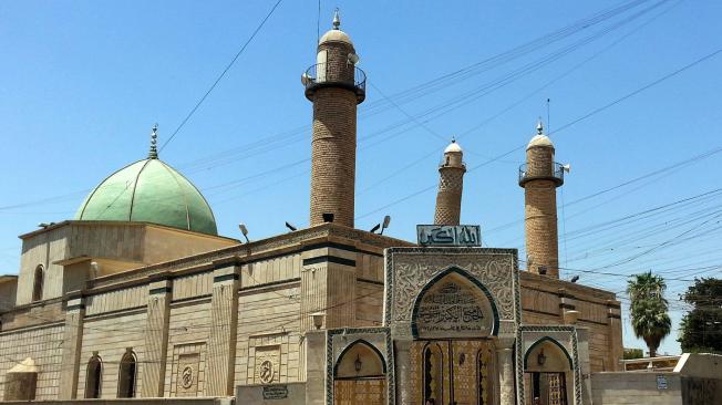 La mezquita Al Nuri en Mosul. donde el líder del grupo terrorista Abu Bakr al Bagdadi, proclamó el 'califato'. Y la que se presume, presume que el grupo terrorista destruyó el pasado miércoles.