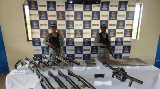 El armamento recuperado fue trasladado a Guapi (Cauca)