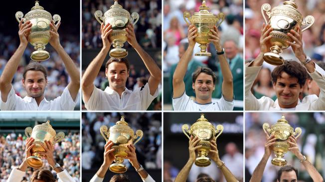 Los títulos de Roger Federer en Wimbledon.