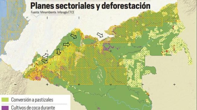Mapa del MInisterio de Ambiente sobre el número de solicitudes de exploración en la Amazonía, región más deforestada del país.