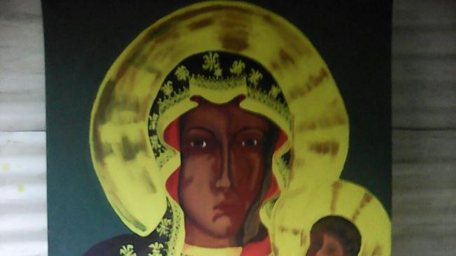 Así quedó el cuadro de la Negrita del Piedemonte y la Sabana, o Virgen de Czestochowa.