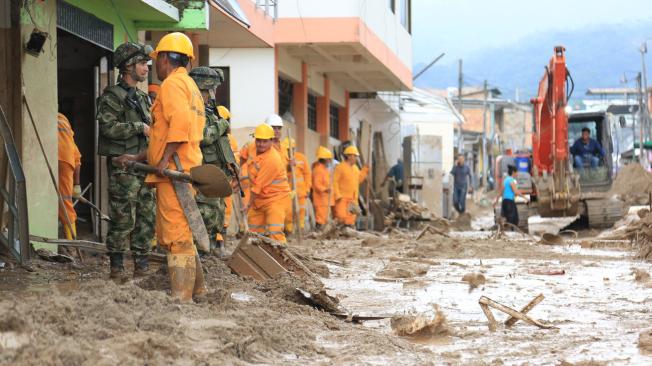 En las calles de Mocoa aún se ven las huellas de la tragedia. Según el alcalde, las obras van en un 30 por ciento.