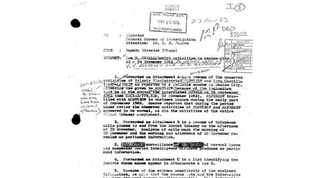 Este es uno de los archivos que fue revelado este jueves sobre el asesinato del presidente de EE. UU., John F. Kennedy