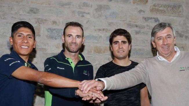 Movistar Team: Nairo Quintana, Alberto Contador, Fabio Unzue y Mikel Landa.
