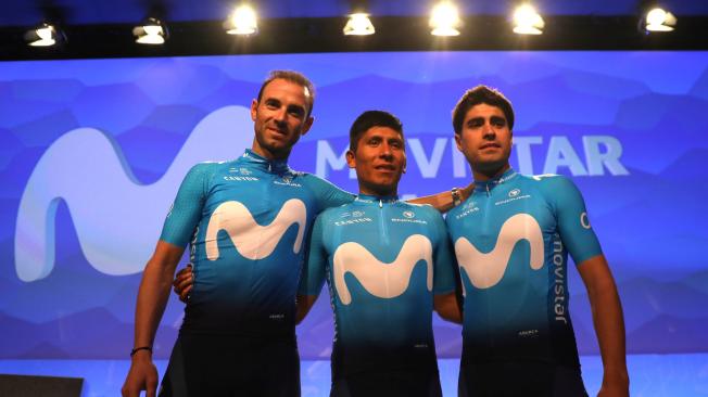 Nairo Quintana junto a Alejandro Valverde y Mikel Landa.