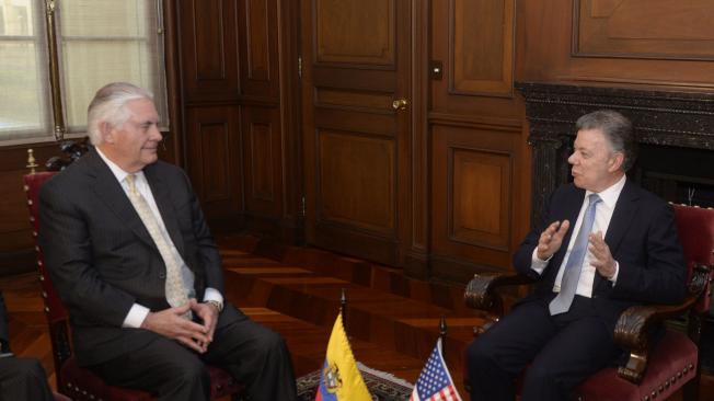 El Presidente Juan Manuel Santos recibió al Secretario de Estado de Estados Unidos, Rex Tillerson, durante la visita oficial que realiza para abordar los temas de la agenda bilateral.