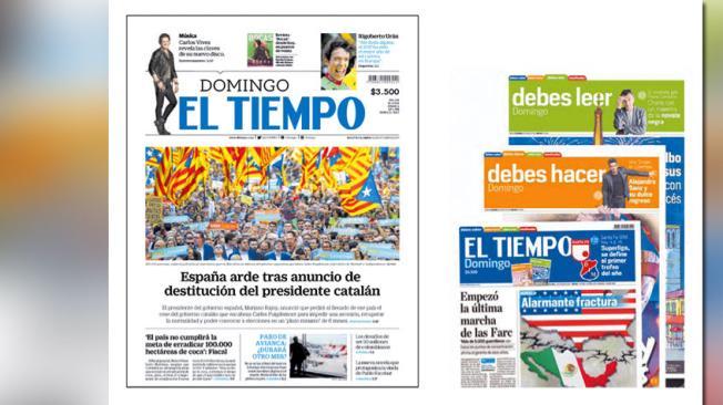 El nuevo diseño de EL TIEMPO (izq.) se dio como parte de un proceso de evolución del cambio de imagen del periódico. A la derecha, su anterior imagen.