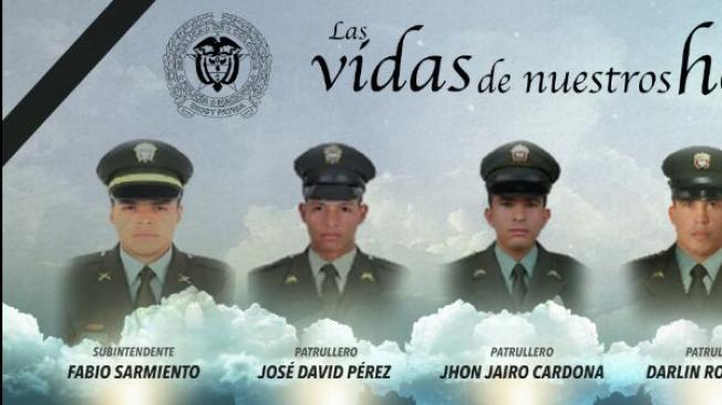 Diseño de la Policía en la que le rinden un homenaje a sus compañeros muertos