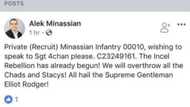 Facebook le confirmó a la BBC que Minassian fue el autor del texto.