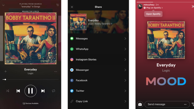 Otras aplicaciones como Spotify se integrarán con la función de 'stories' en Facebook e Instagram