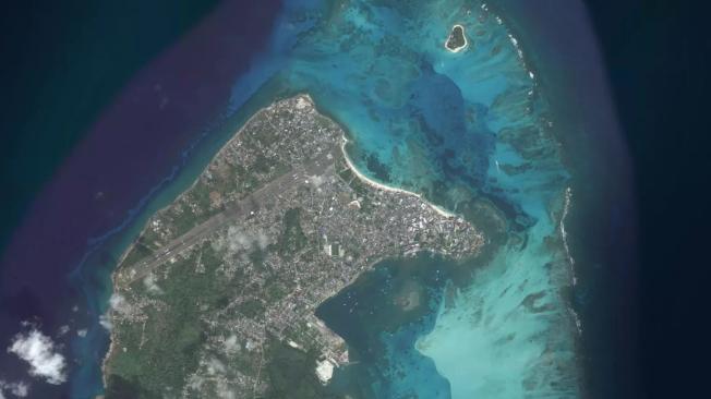 Imagen satélite de la isla de San Andrés en 2D.