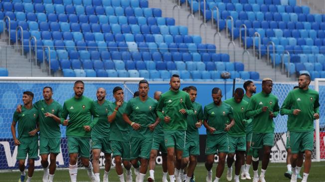 La selección de Marruecos entrenó este jueves en su preparación del partido contra Irán.