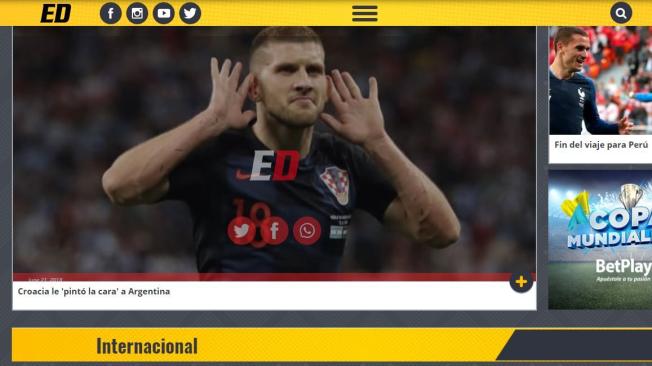 El diario colombiano El Deportivo  tituló: "Croacia le 'pintó la cara' a Argentina".