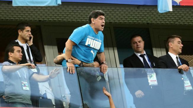 Diego Maradona, en el partido Argentina-Nigeria.