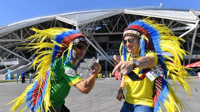 Hacia las 8 de la mañana (hora colombiana; 5 p.m. en Samara, Rusia) los hinchas de Colombia y Senegal llegan a la Samara Arena para ver el duelo entre ambos países.