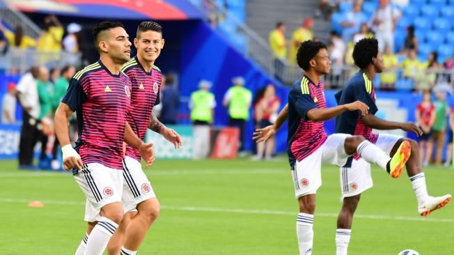 Calentamiento de Selección Colombia antes de enfrentarse a Senegal.